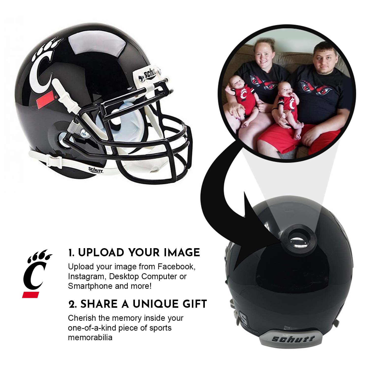 Cincinnati Bearcats College Mini Helmet - Custom Photo Collectible Fanz Collectibles
