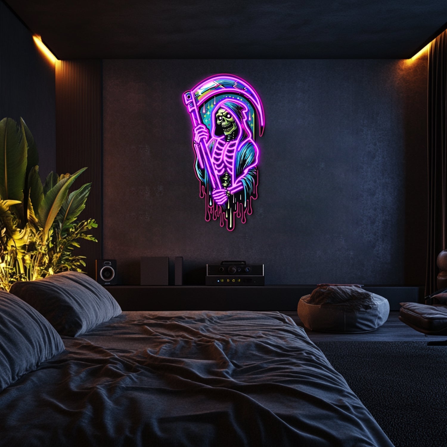UV Printed Angel of Death Neon Wall Art- LV0004 Liviqon.co