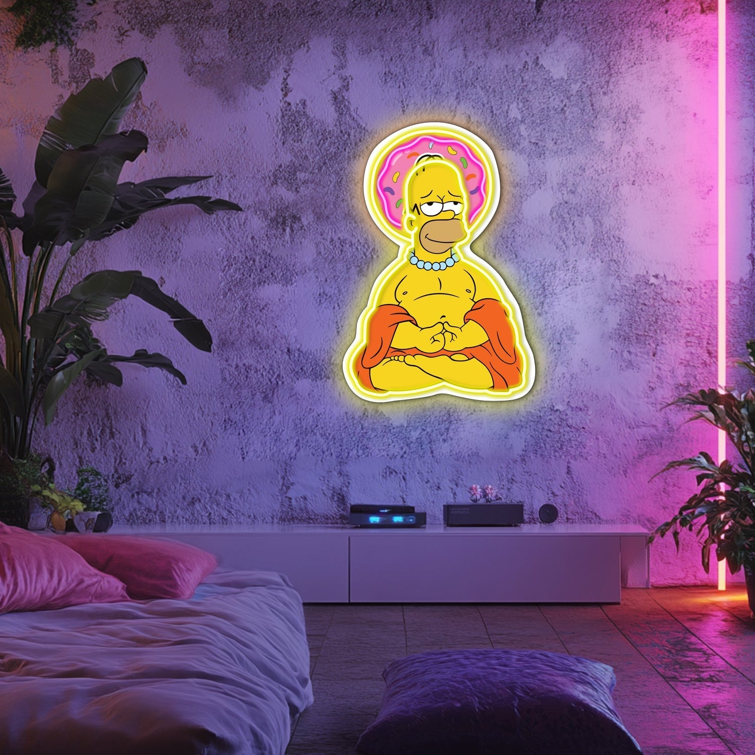 UV Printed Buddha Simpson Neon Wall Art- LV0064 Liviqon.co