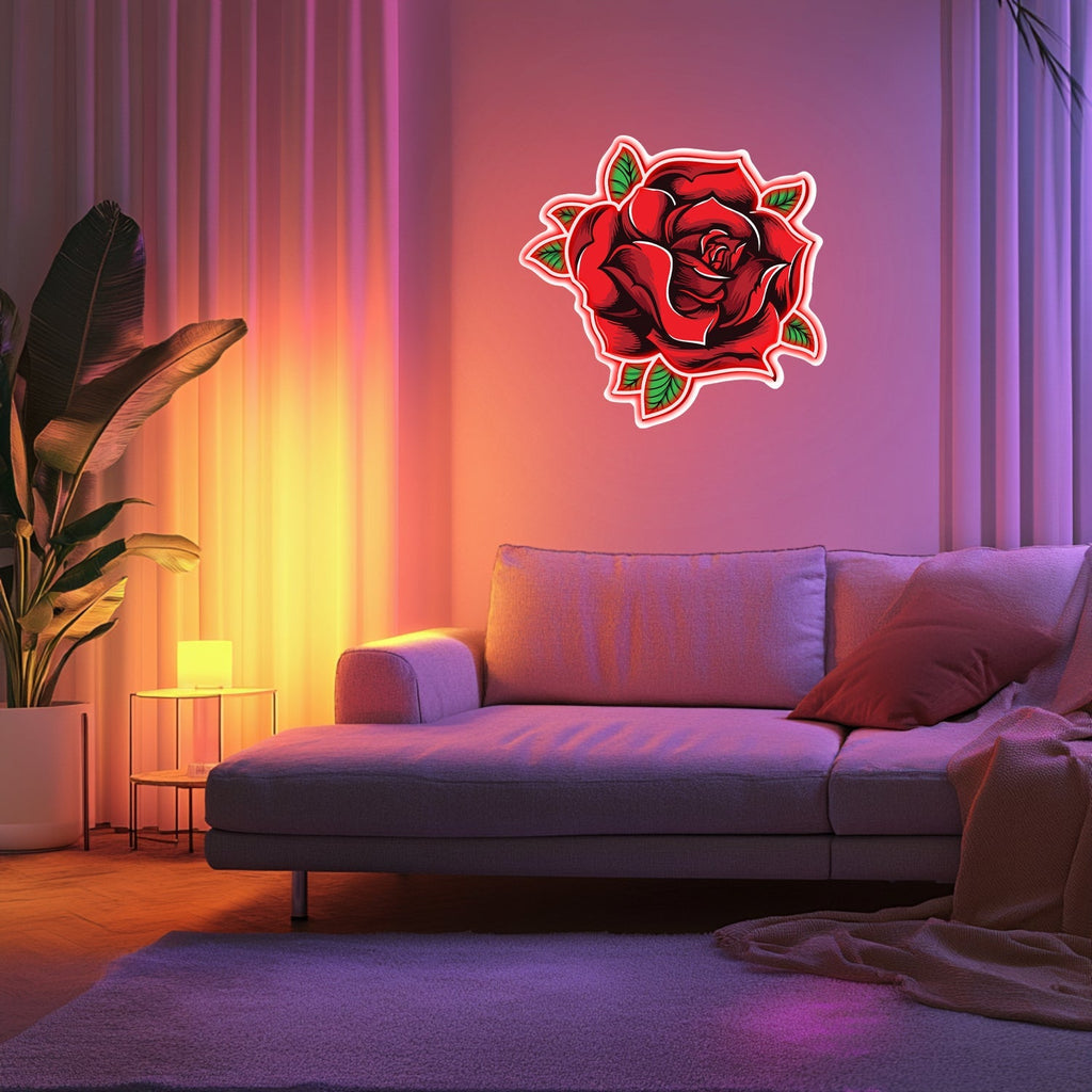 UV Printed Rose Neon Wall Art- LV0015 Liviqon.co