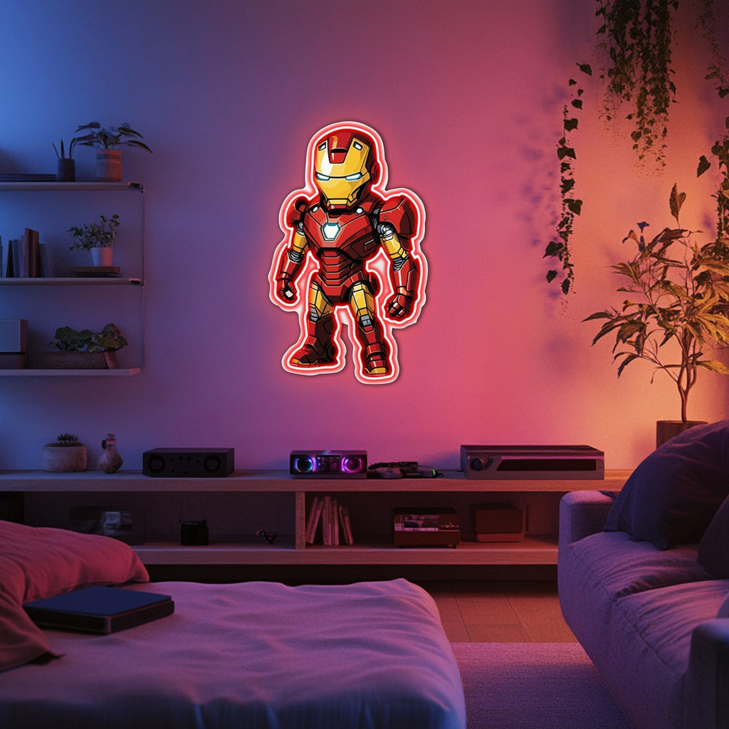 UV Printed Iron-Man Neon Wall Art- LV0077 Liviqon.co