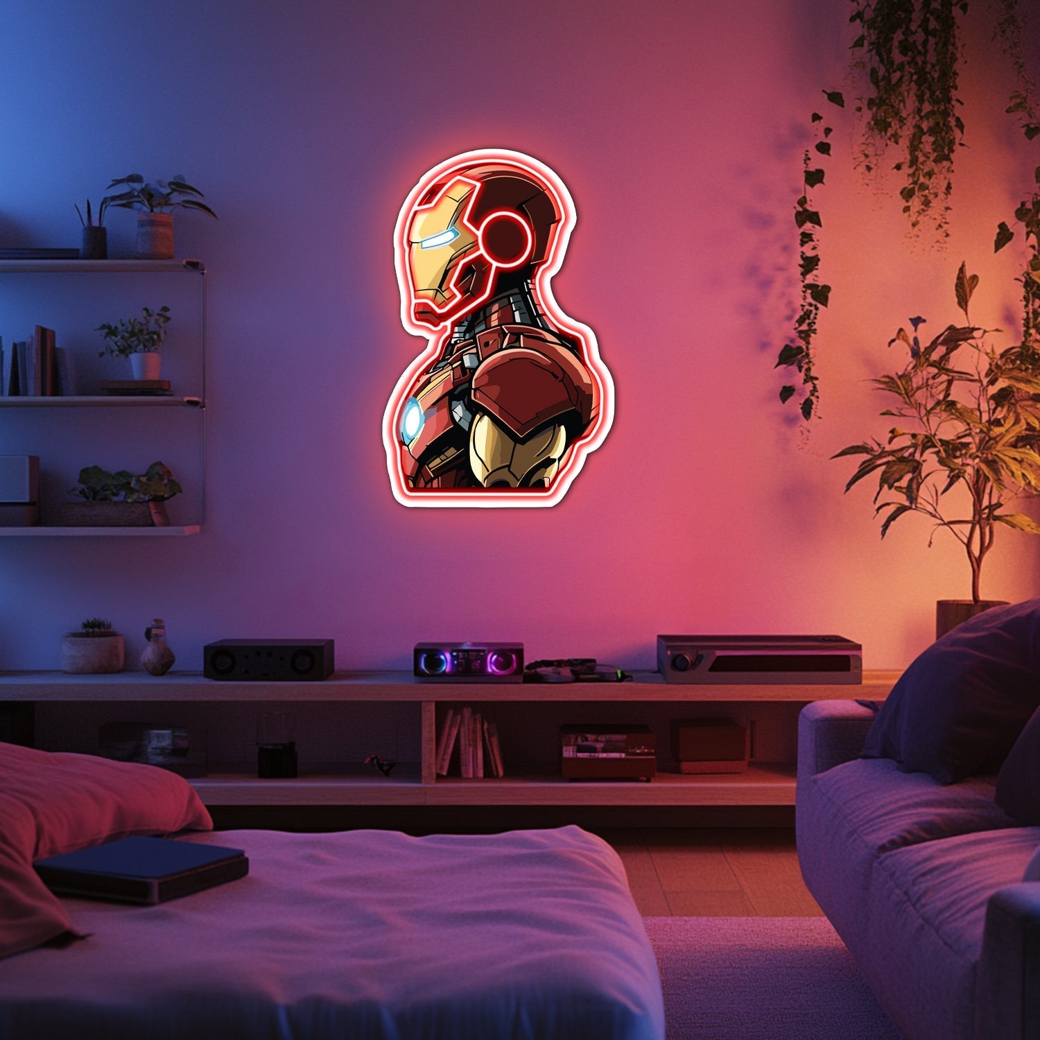 UV Printed Iron-Man Neon Wall Art- LV0076 Liviqon.co
