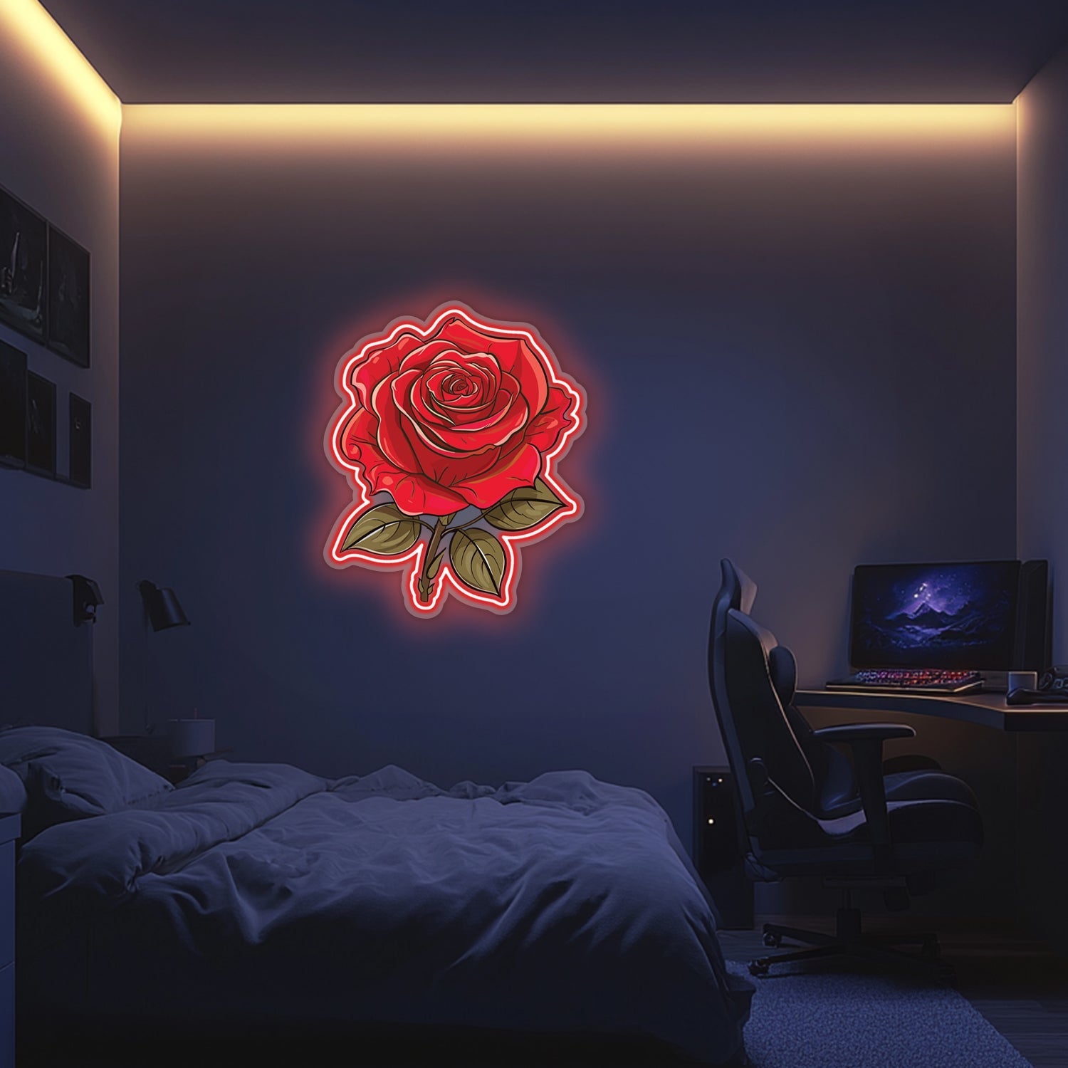UV Printed Rose Neon Wall Art- LV0073 Liviqon.co