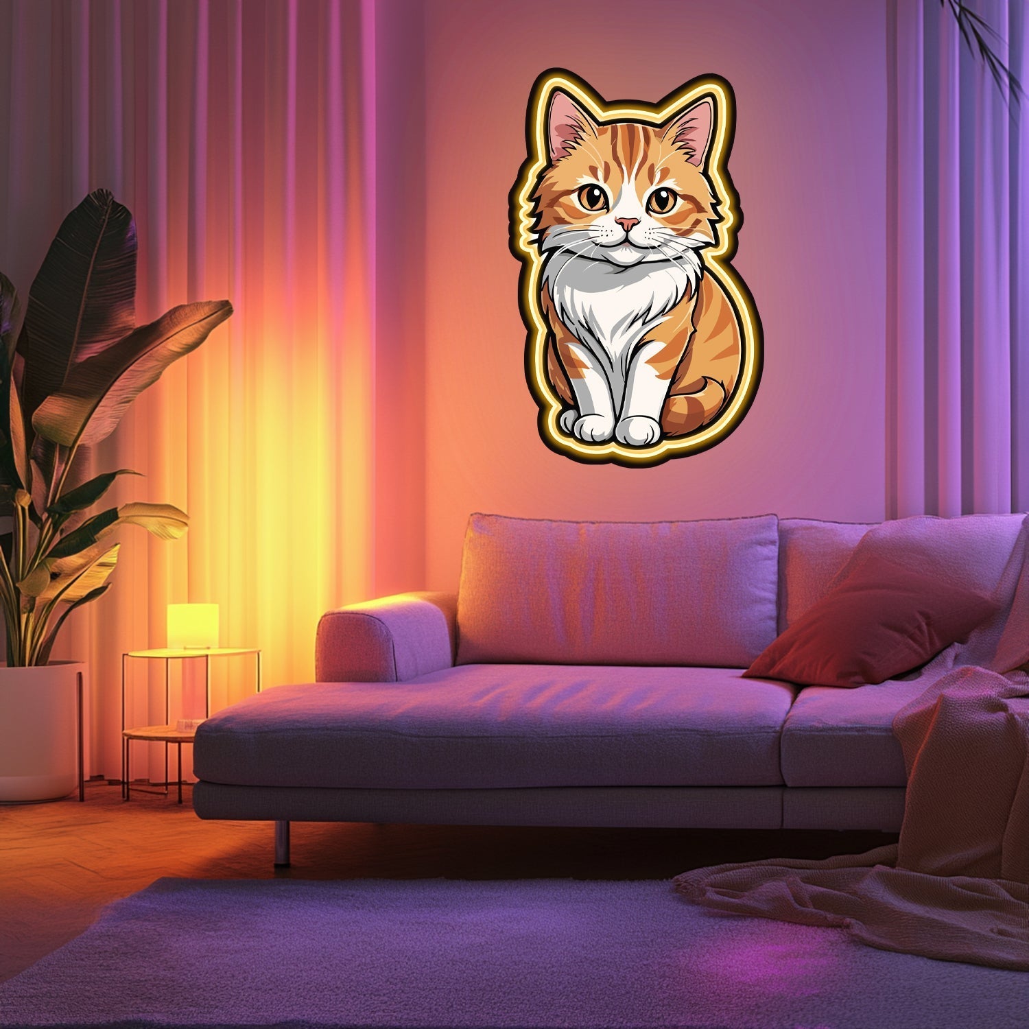UV Printed Cat Neon Wall Art- LV0020 Liviqon.co