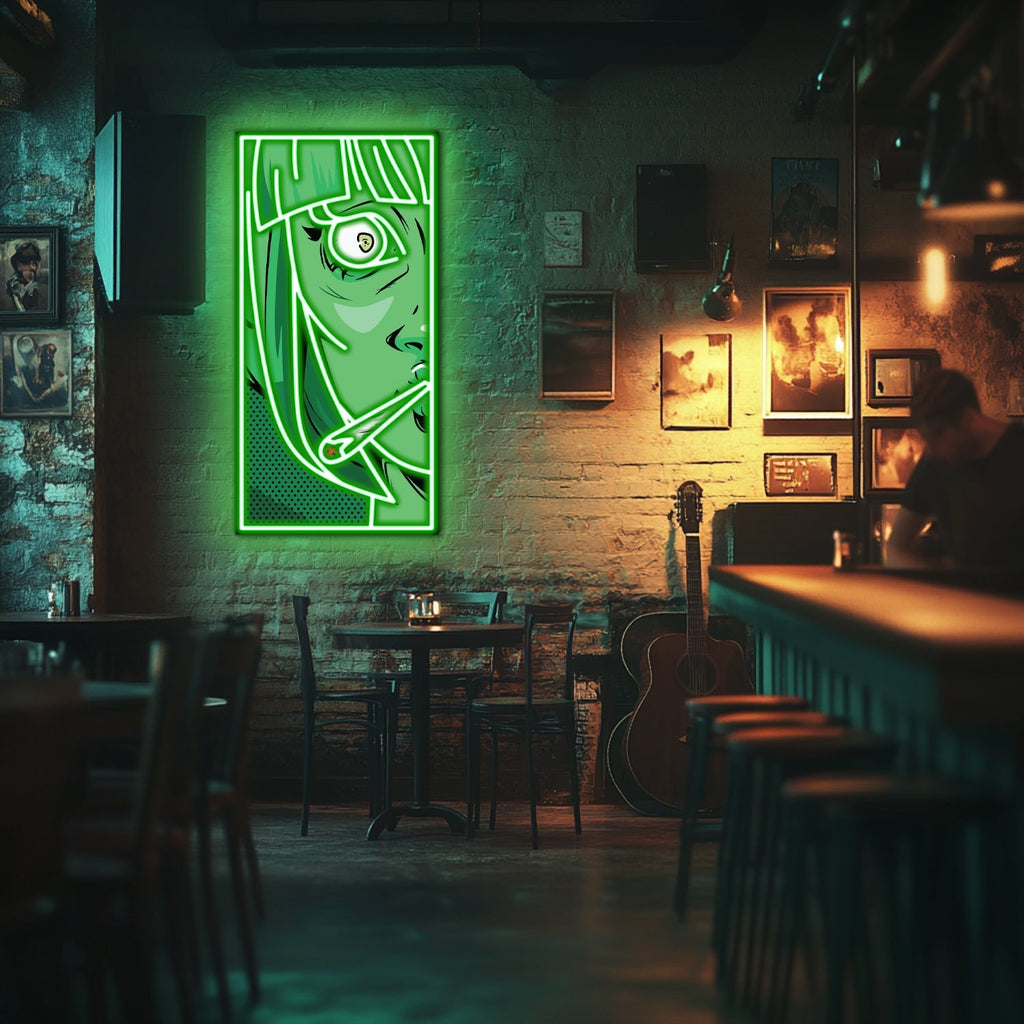 UV Printed Green Woman Neon Wall Art- LV0058 Liviqon.co