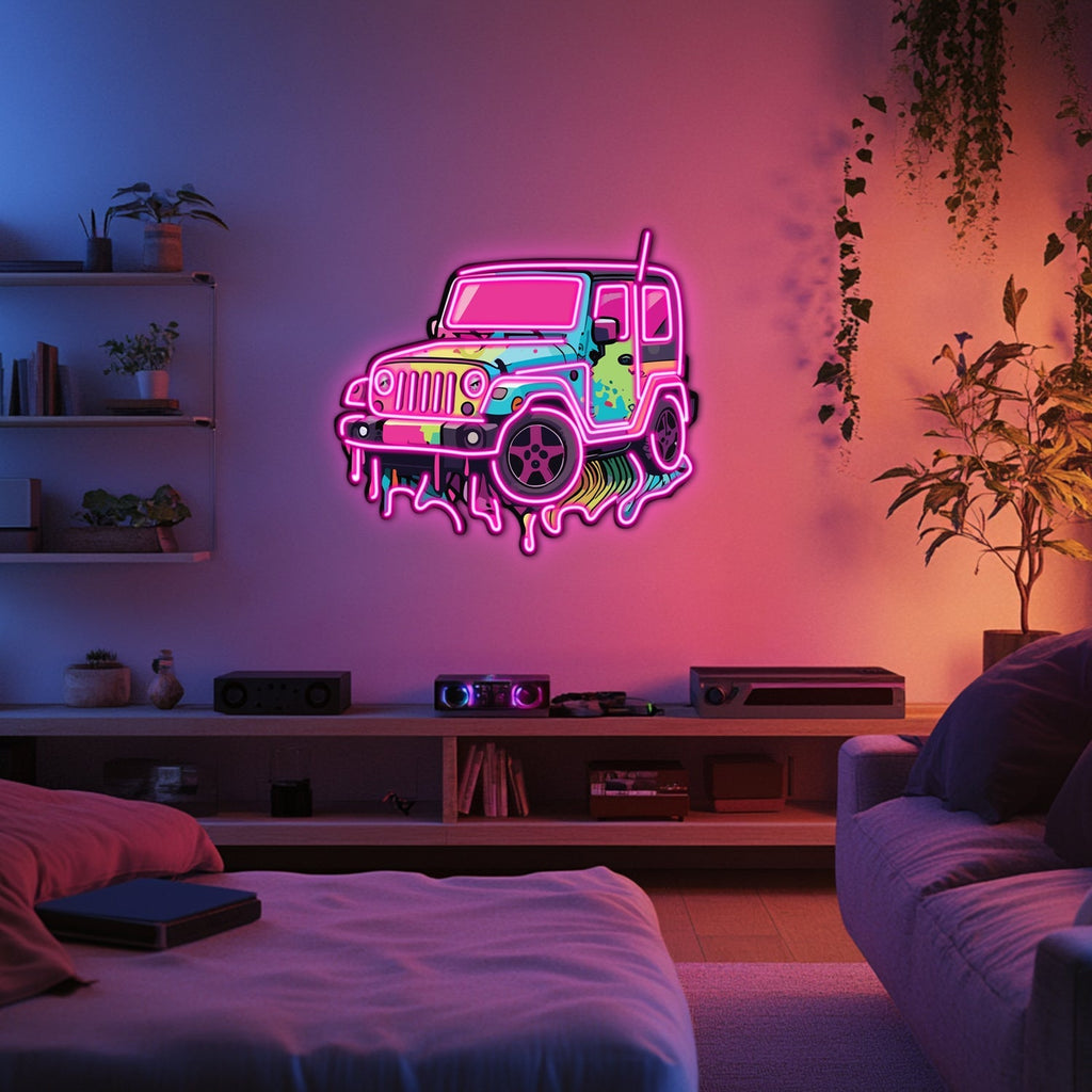 UV Printed Jeep Neon Wall Art- LV0078 Liviqon.co