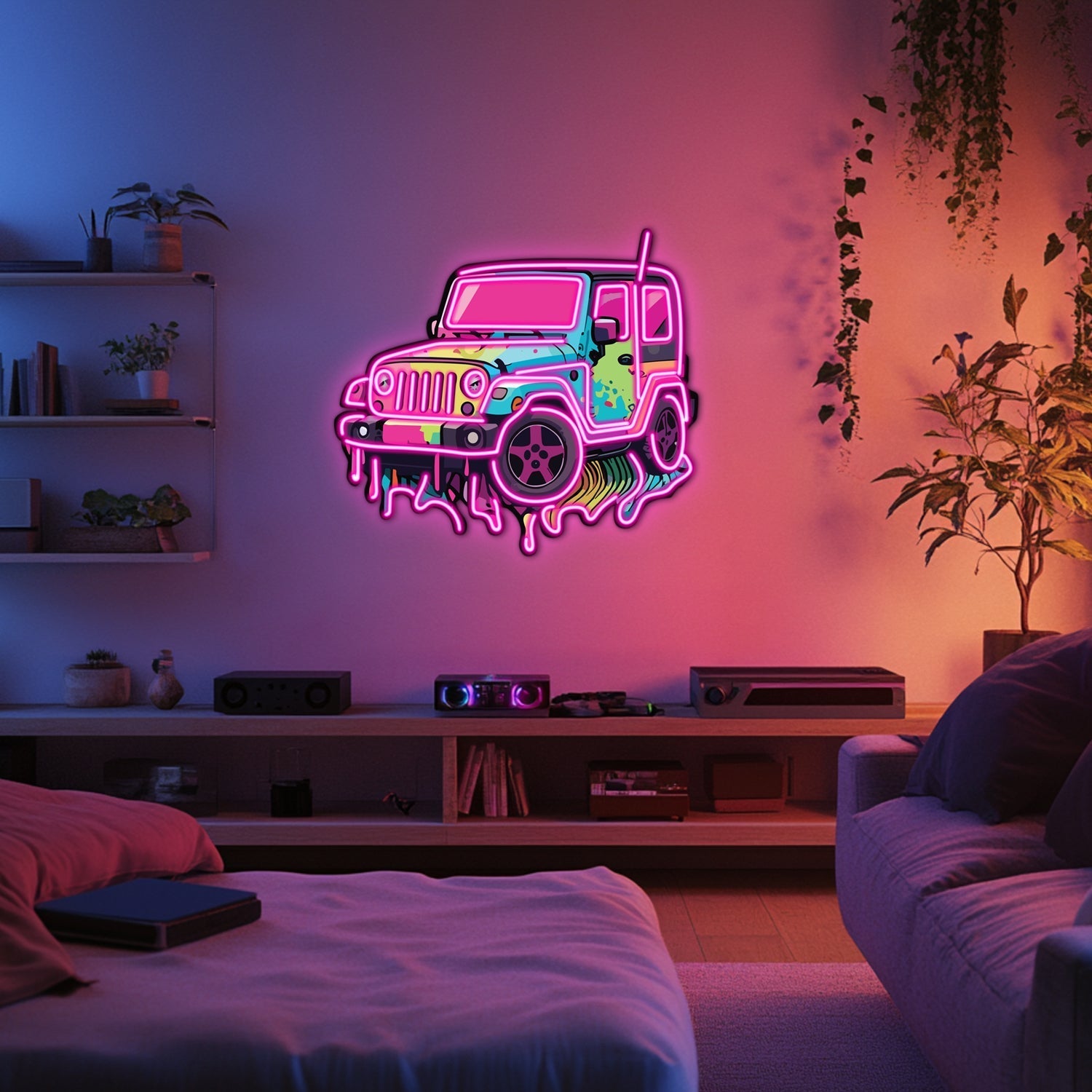 UV Printed Jeep Neon Wall Art- LV0078 Liviqon.co