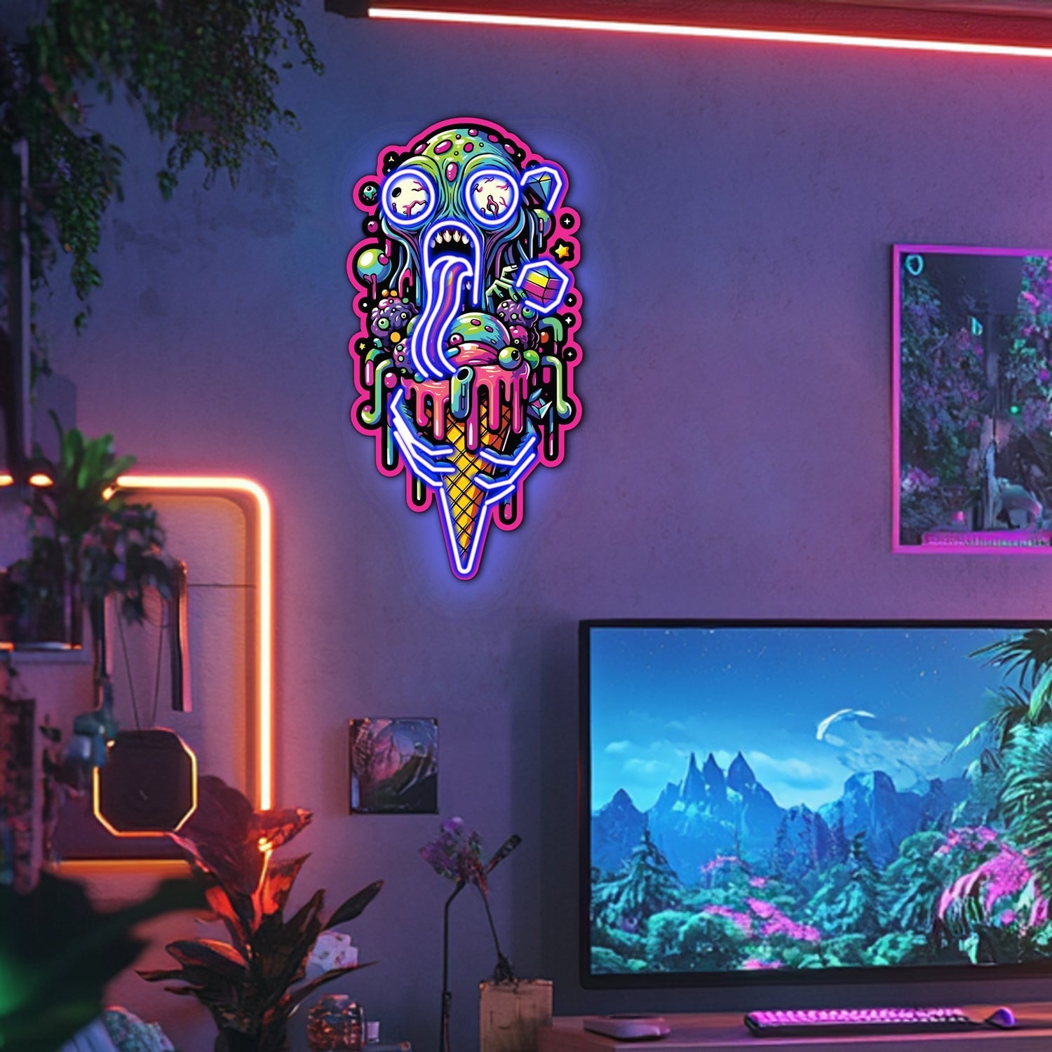 UV Printed Zombie Ice Cream Neon Wall Art- LV0060 Liviqon.co
