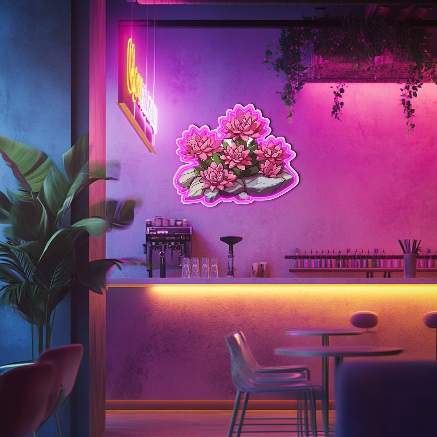 UV Printed Flowers Neon Wall Art- LV0007 Liviqon.co