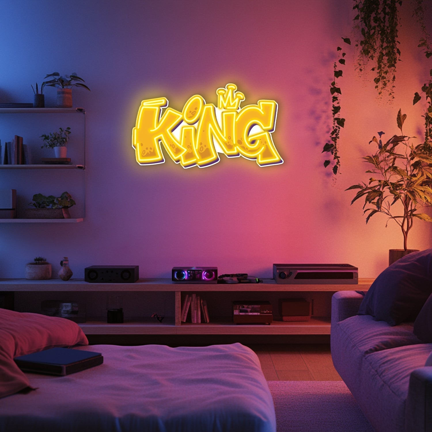 UV Printed King Neon Wall Art- LV0027 Liviqon.co