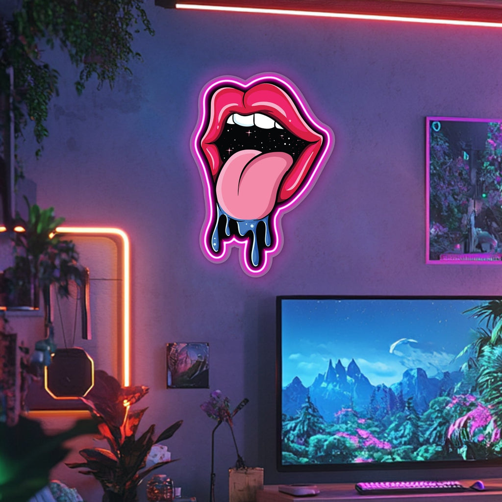 UV Printed Galactic Tongue  Neon Wall Art- LV0069 Liviqon.co