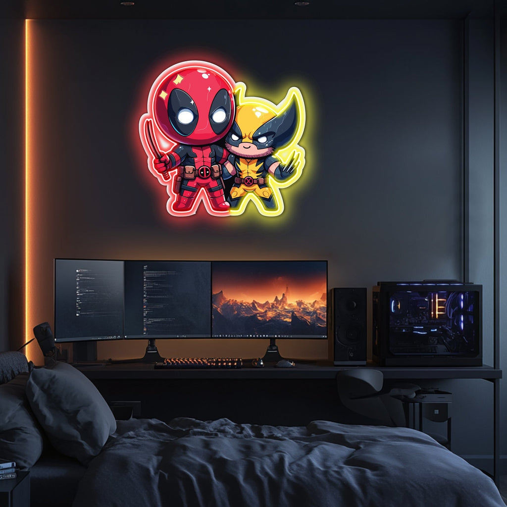 UV Printed Deadpool Wolverine Neon Wall Art- LV0066 Liviqon.co