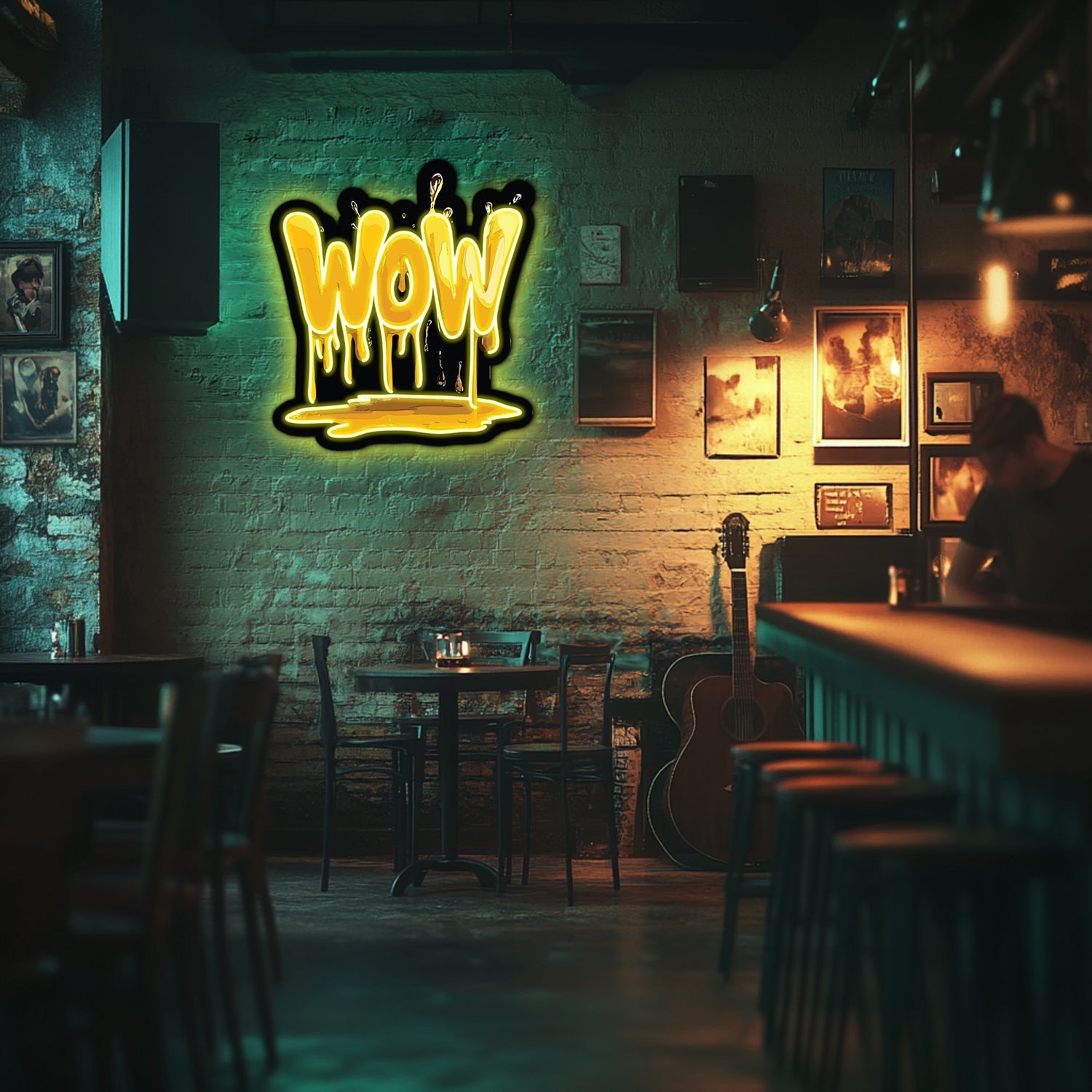 UV Printed WOW Neon Wall Art- LV0057 Liviqon.co