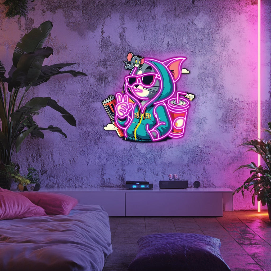 UV Printed Tom and Jerry Neon Wall Art- LV0052 Liviqon.co