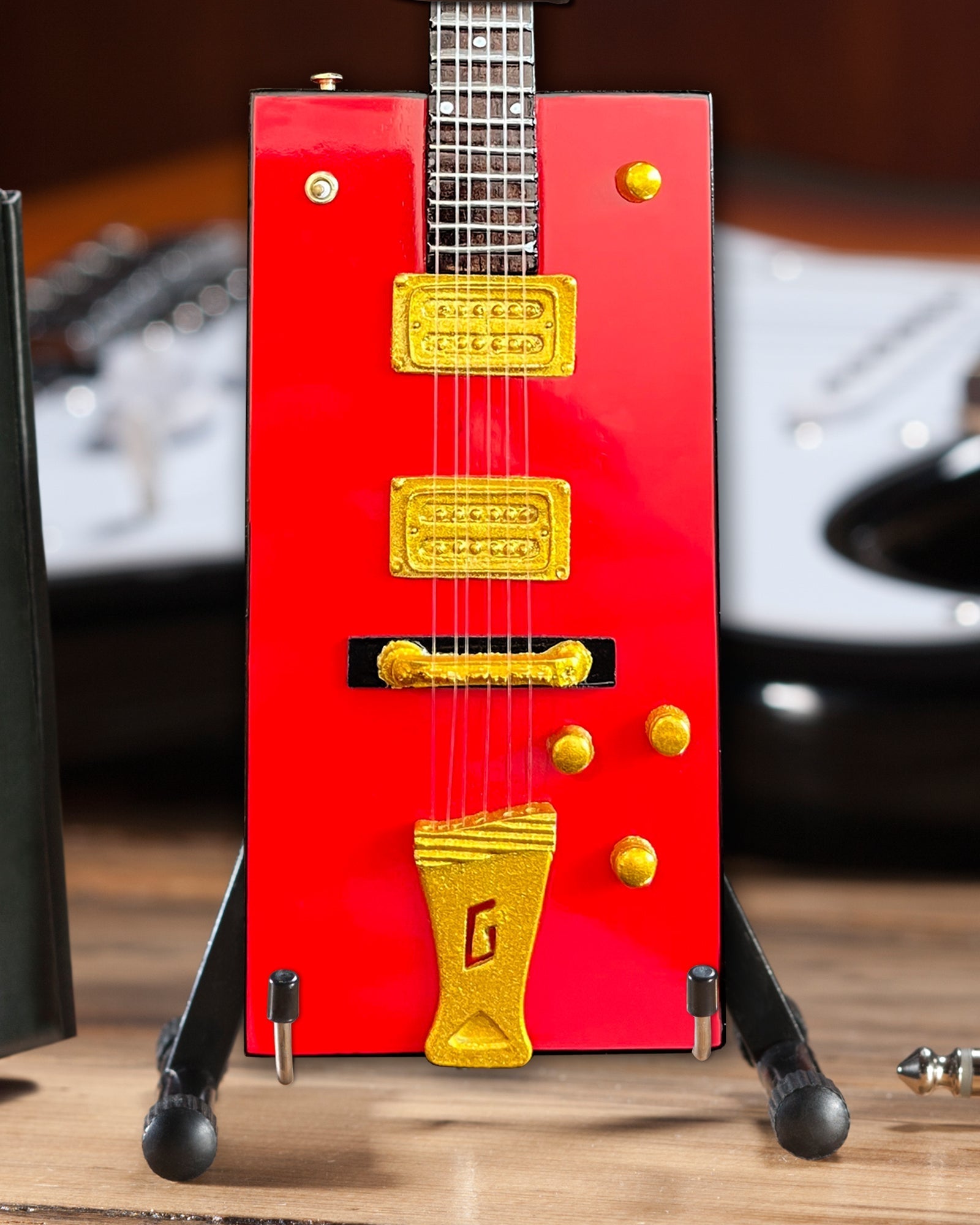 Bo Diddley Signature Firebird Red Gretsch G6138 Box Mini Guitar Model AXE HEAVEN® STORE - Mini Guitar Replica Collectibles & Custom Record Awards