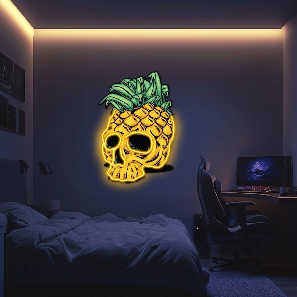 UV Printed Pineapple Skull Neon Wall Art- LV0063 Liviqon.co