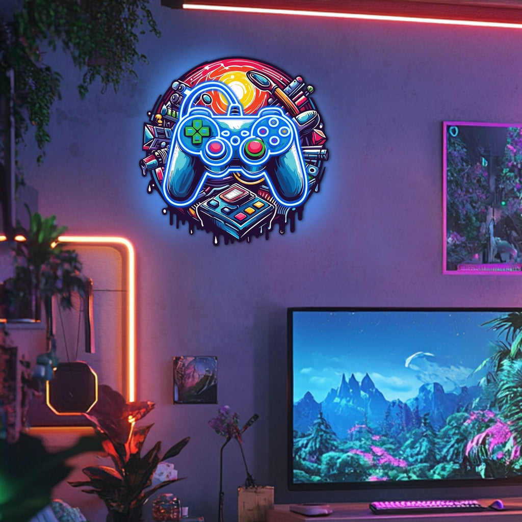 UV Printed Gamepad  Neon Wall Art- LV0070 Liviqon.co