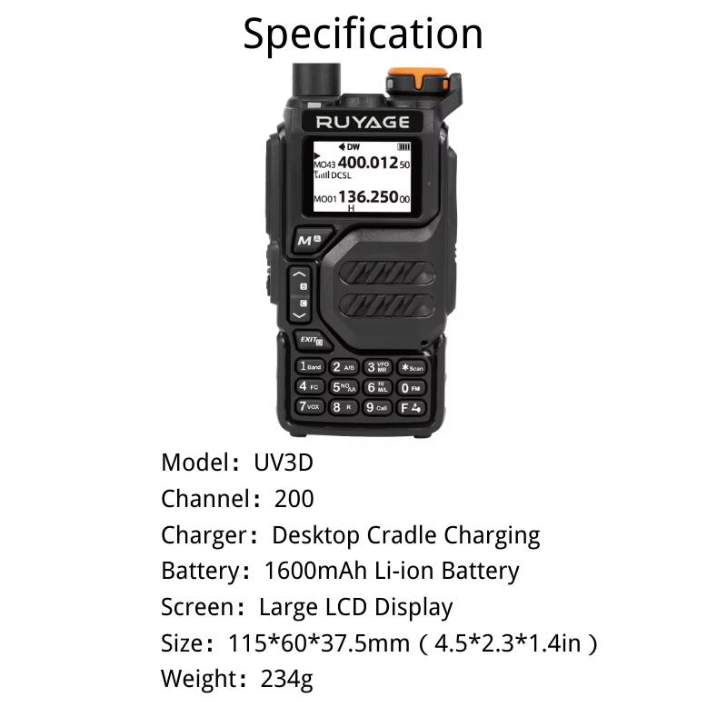 Ruyage Radio Analog Signal 5W Walkie-Talkie(UV3D) Ruyage Radio