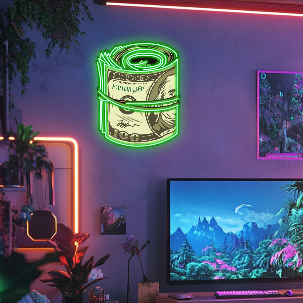 UV Printed Dollar Rulo Neon Wall Art- LV0067 Liviqon.co