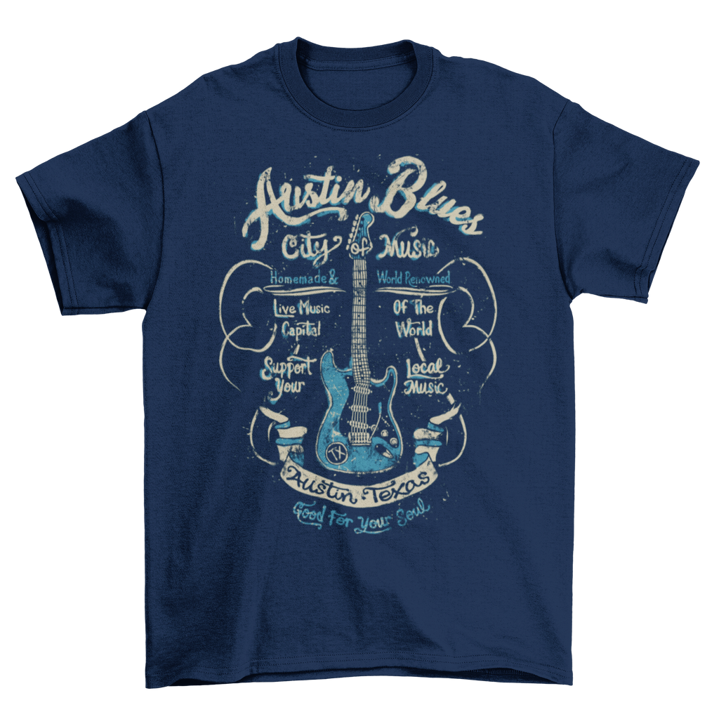 Men's Austin Blues Music Guitar T-Shirt Taboo