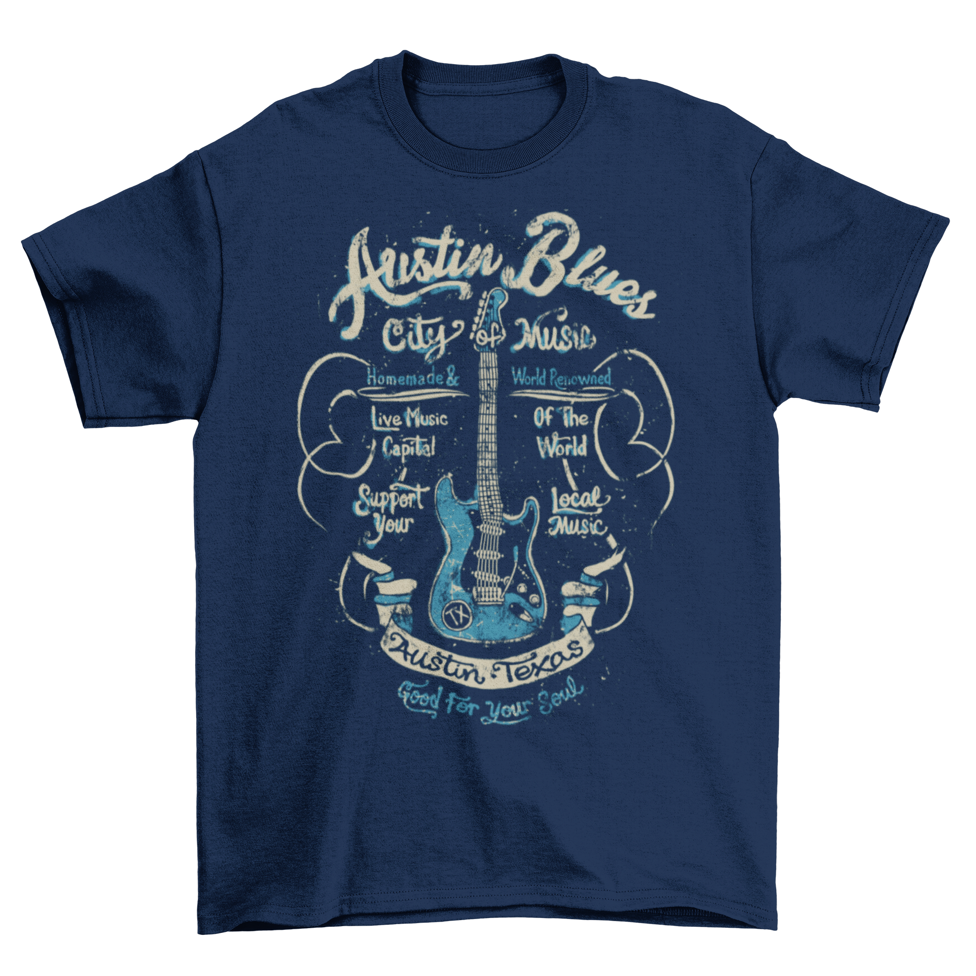 Men's Austin Blues Music Guitar T-Shirt Taboo