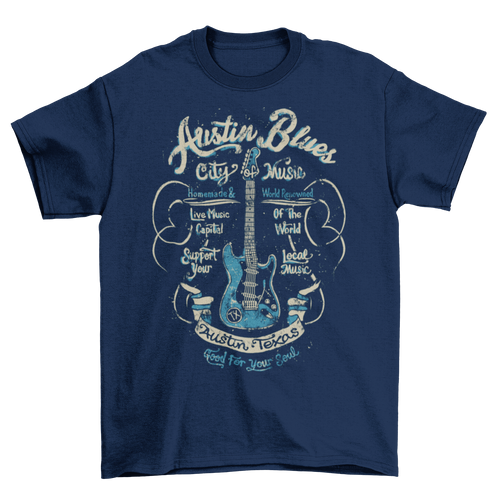 Men's Austin Blues Music Guitar T-Shirt Taboo