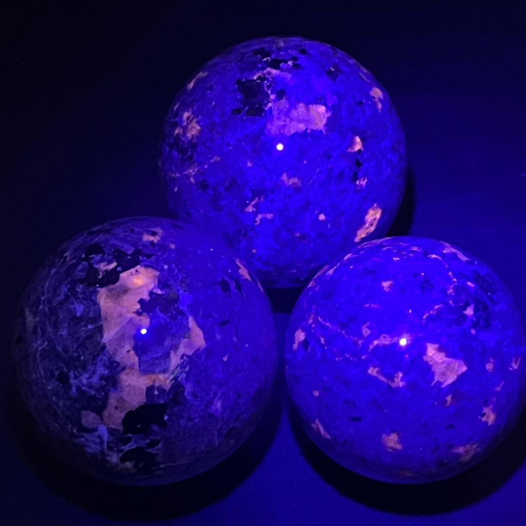 Large Syenite Polished Spheres (UV Reactive) Wholesale Carvings Amazing Crystals