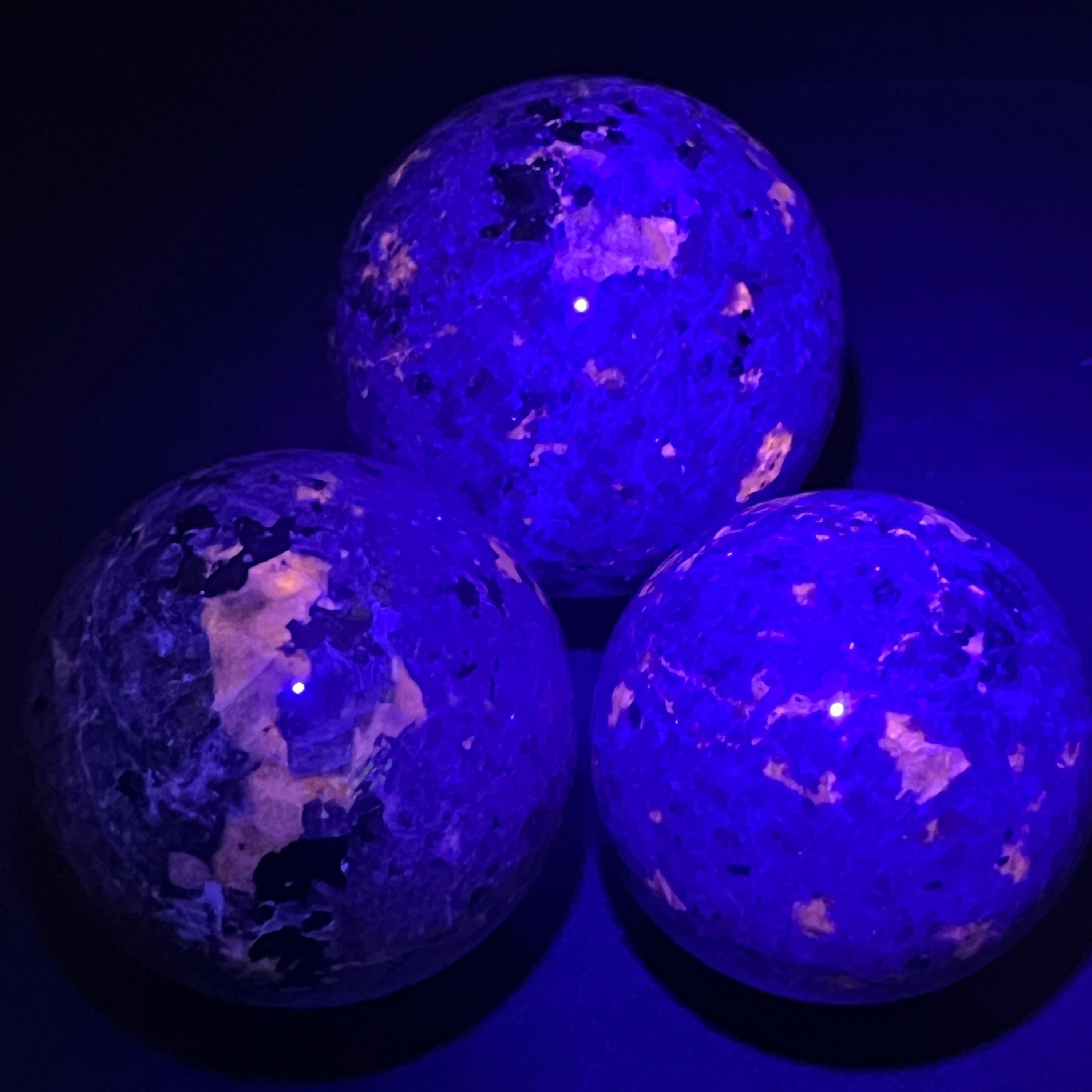 Large Syenite Polished Spheres (UV Reactive) Wholesale Carvings Amazing Crystals