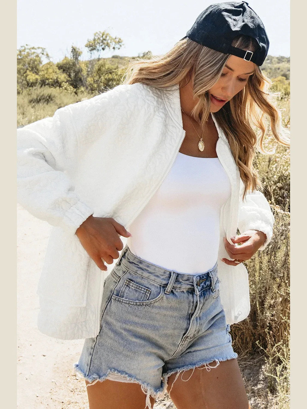 Baseball Collar Floral Quilted Jacket NicholesGifts