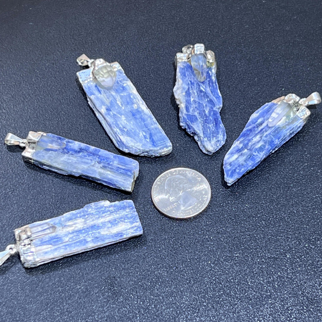 Kyanite and Quartz Crystal Pendant (Silver Plated) Amazing Crystals