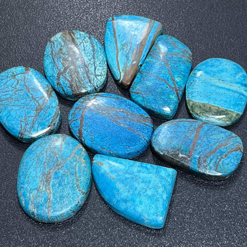 Azurite (Blue Bice) Cabochons Mixed Shapes And Sizes Bulk Wholesale Gemstone Jewelry Supply Amazing Crystals