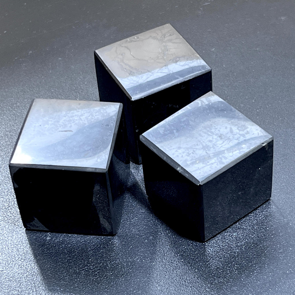 Black Shungite Cube Carving (Type-2) From Karelia Russia Amazing Crystals