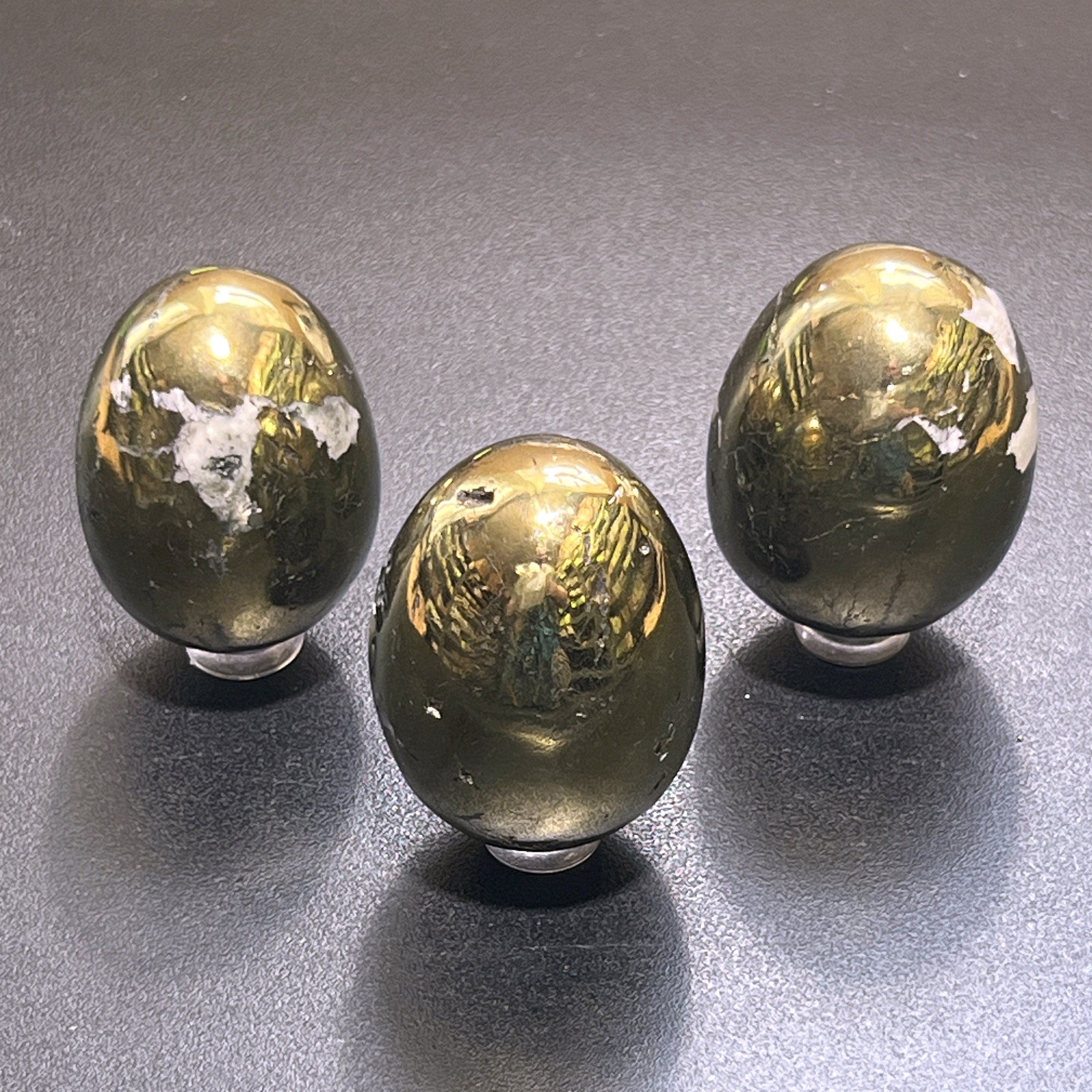 Chalcopyrite Golden Eggs Polished Gemstone Décor Carving Supply Gold Amazing Crystals