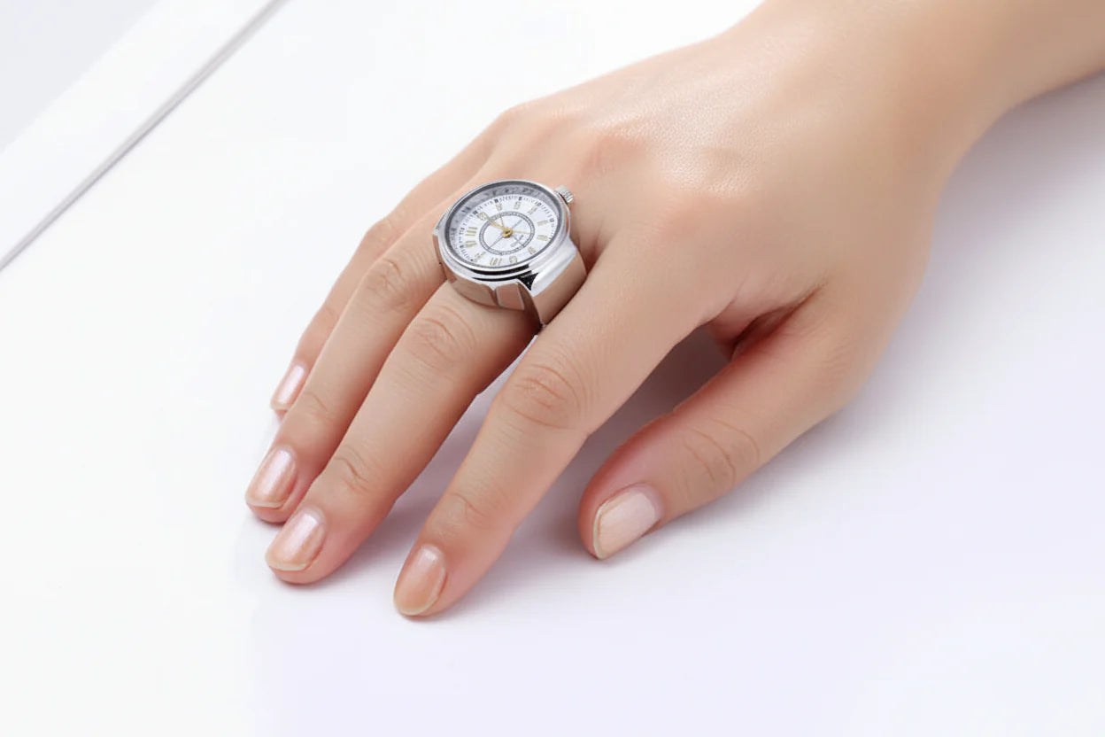 Silver Stainless Steel Quartz Ring Watch Fashion Hut Jewelry
