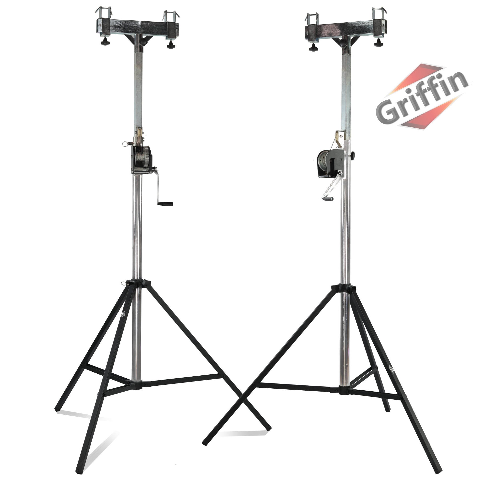 GRIFFIN Crank Lighting Truss Stands - T Adapter Bar & DJ Booth Trussing System for Light Cans & Speakers - Pro-Audio Stage Platform Hardware Package GeekStands.com