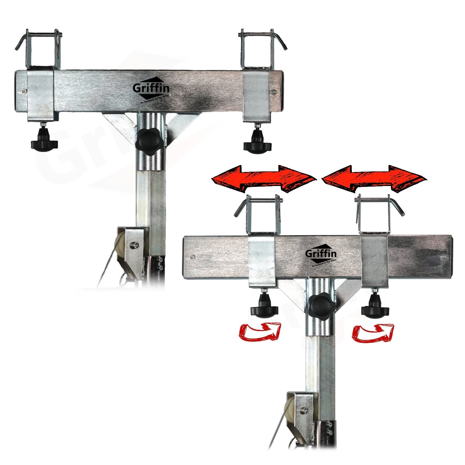 GRIFFIN Crank Lighting Truss Stands | T Adapter Bar & DJ Booth Trussing System for Light Cans & Speakers | Pro-Audio Stage Platform Hardware Mounting Package | PA Equipment Gear Holder for Live Music GeekStands.com