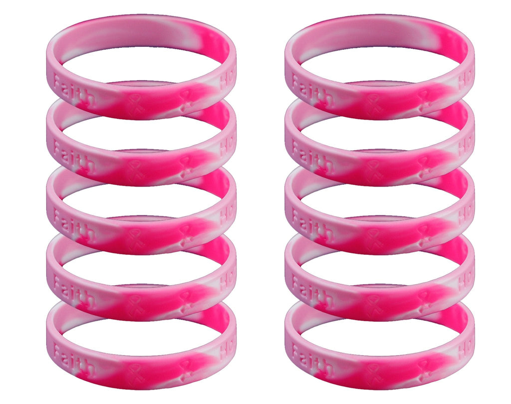 25 Pack Pink Camoflouge Breast Cancer Silicone Bracelets The Awareness Company