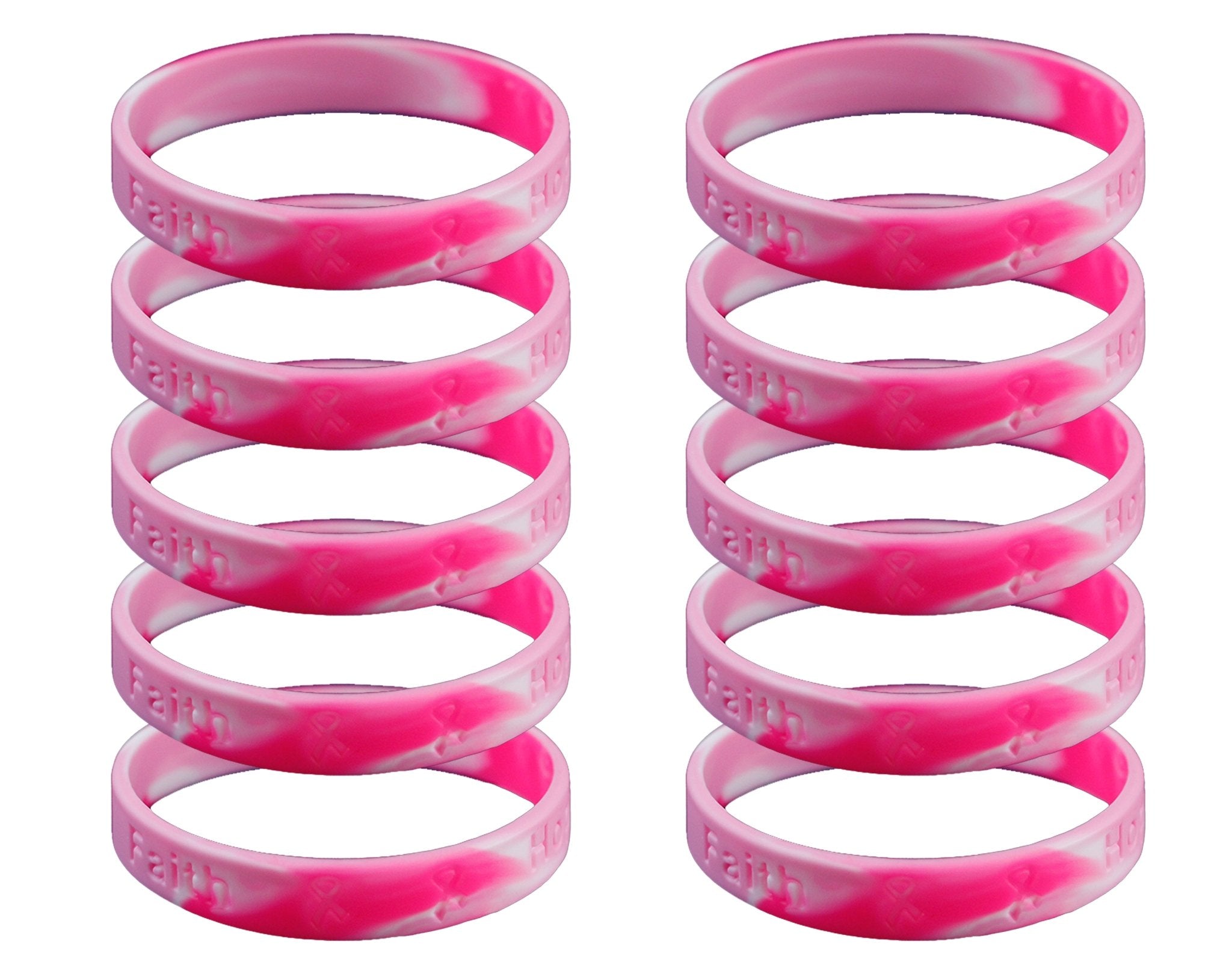 25 Pack Pink Camoflouge Breast Cancer Silicone Bracelets The Awareness Company