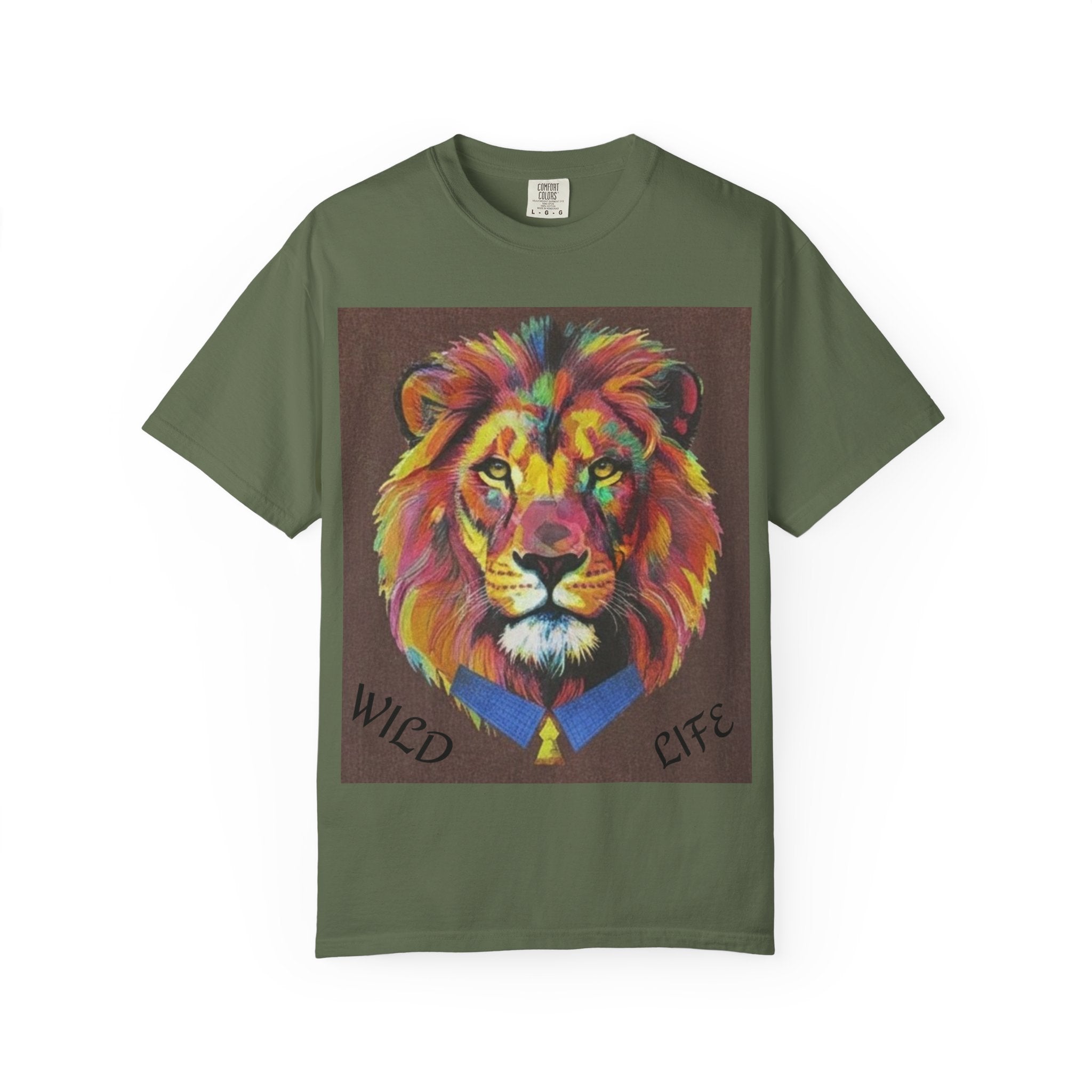 Wild Life Lion Portrait T-Shirt — Colorful Retro Primate Graphic Tee The Vibez Shop