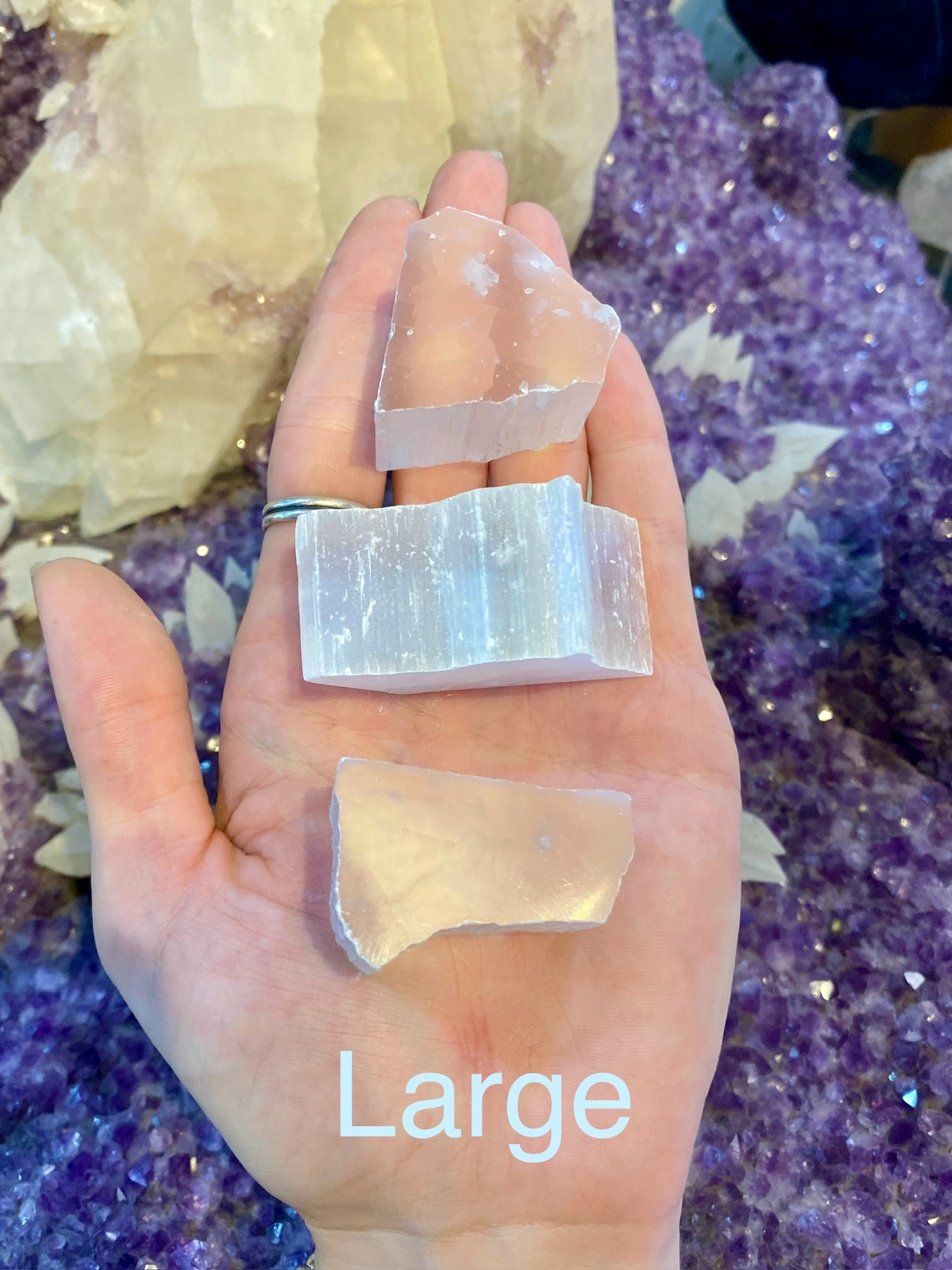 Selenite Raw Chunks | Satin Spar Rough Crystals Curious Muse Crystals