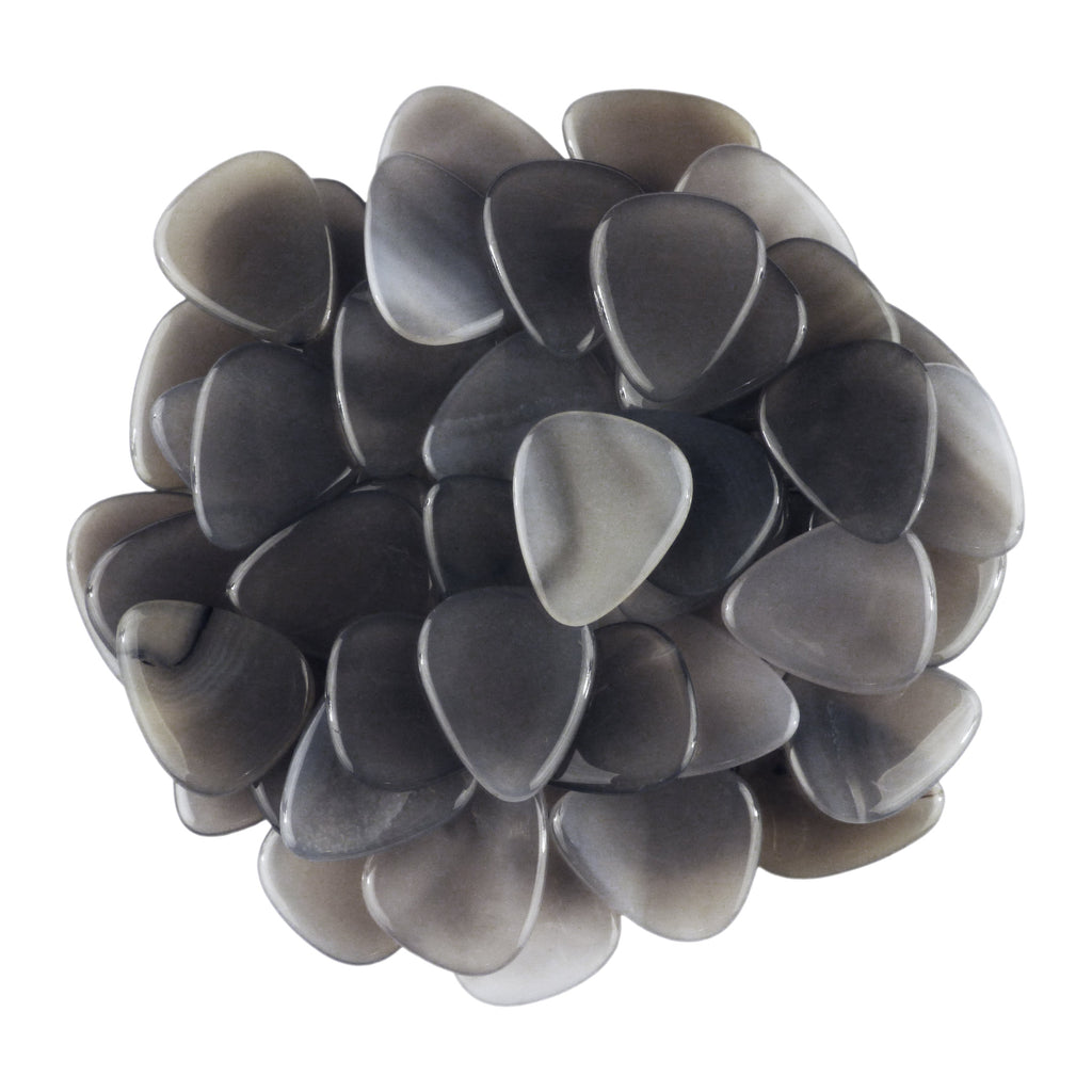Grey Agate Stone Guitar Or Bass Pick - 3.0 mm Ultra Heavy Gauge - 351 Shape - Specialty Handmade Gemstone Exotic Plectrum Exotic Plectrums
