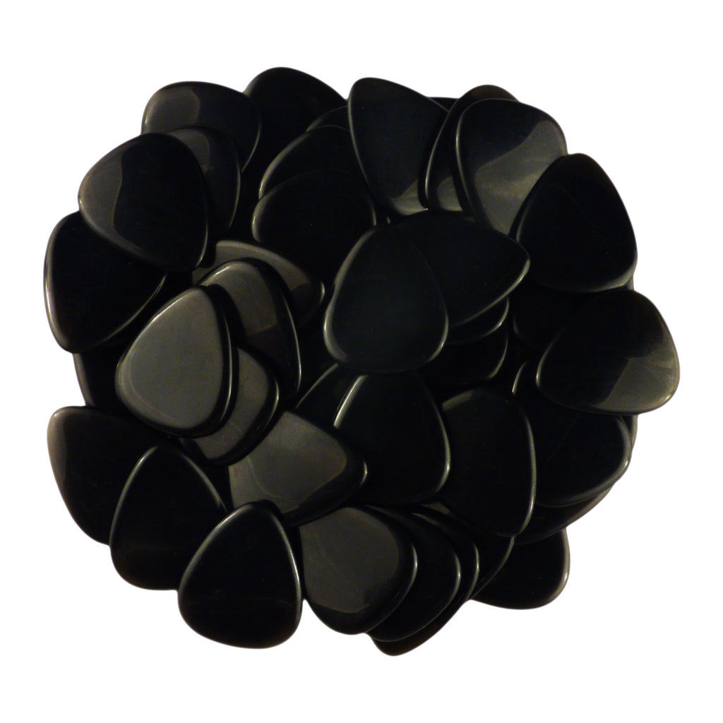 Black Obsidian Volcanic Glass Stone Guitar Pick - 3.0 mm Ultra Heavy Gauge - 351 Shape - Specialty Handmade Exotic Plectrum Exotic Plectrums