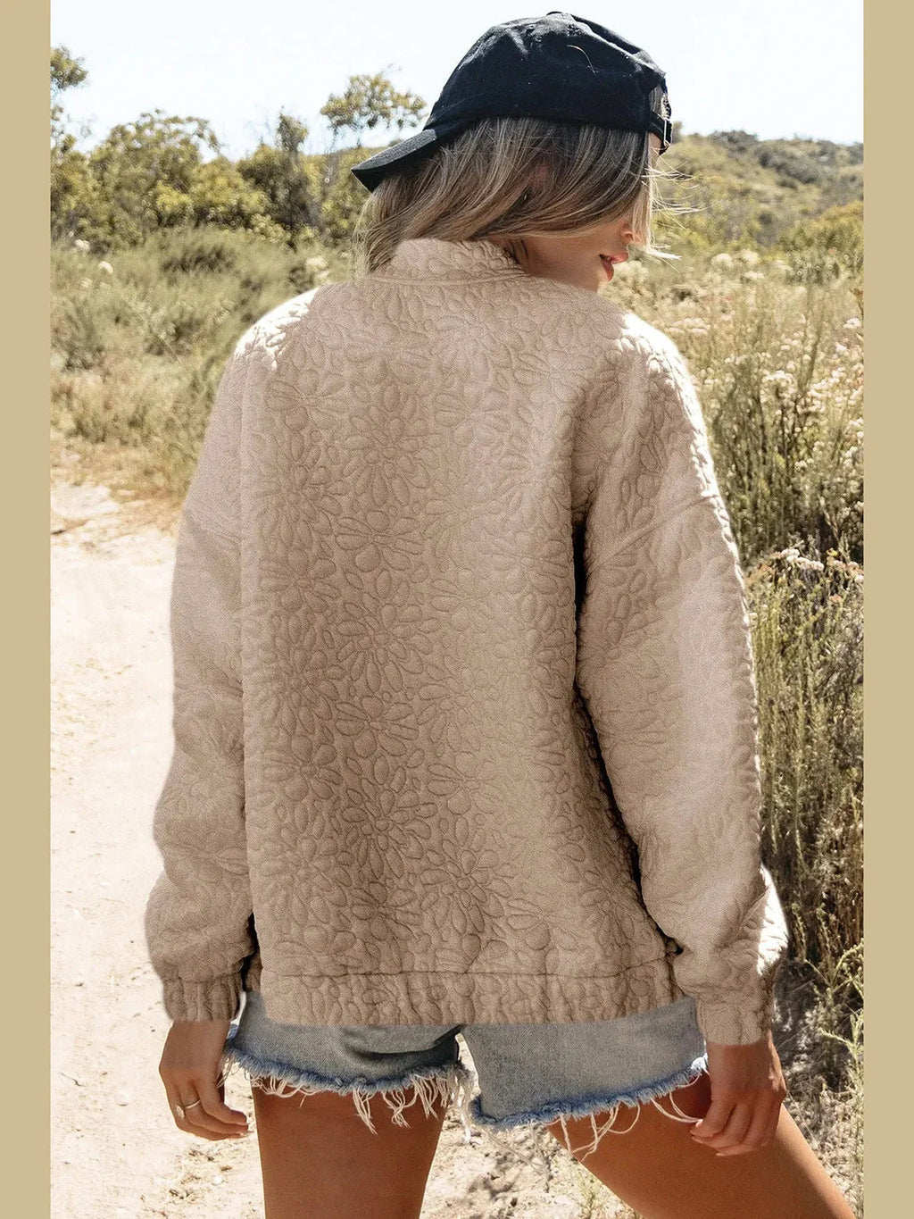 Baseball Collar Floral Quilted Jacket NicholesGifts