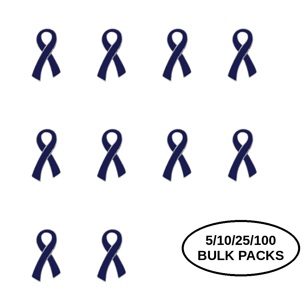 5/10/25/100 Pack Large Dark Blue Ribbon Pins The Awareness Company