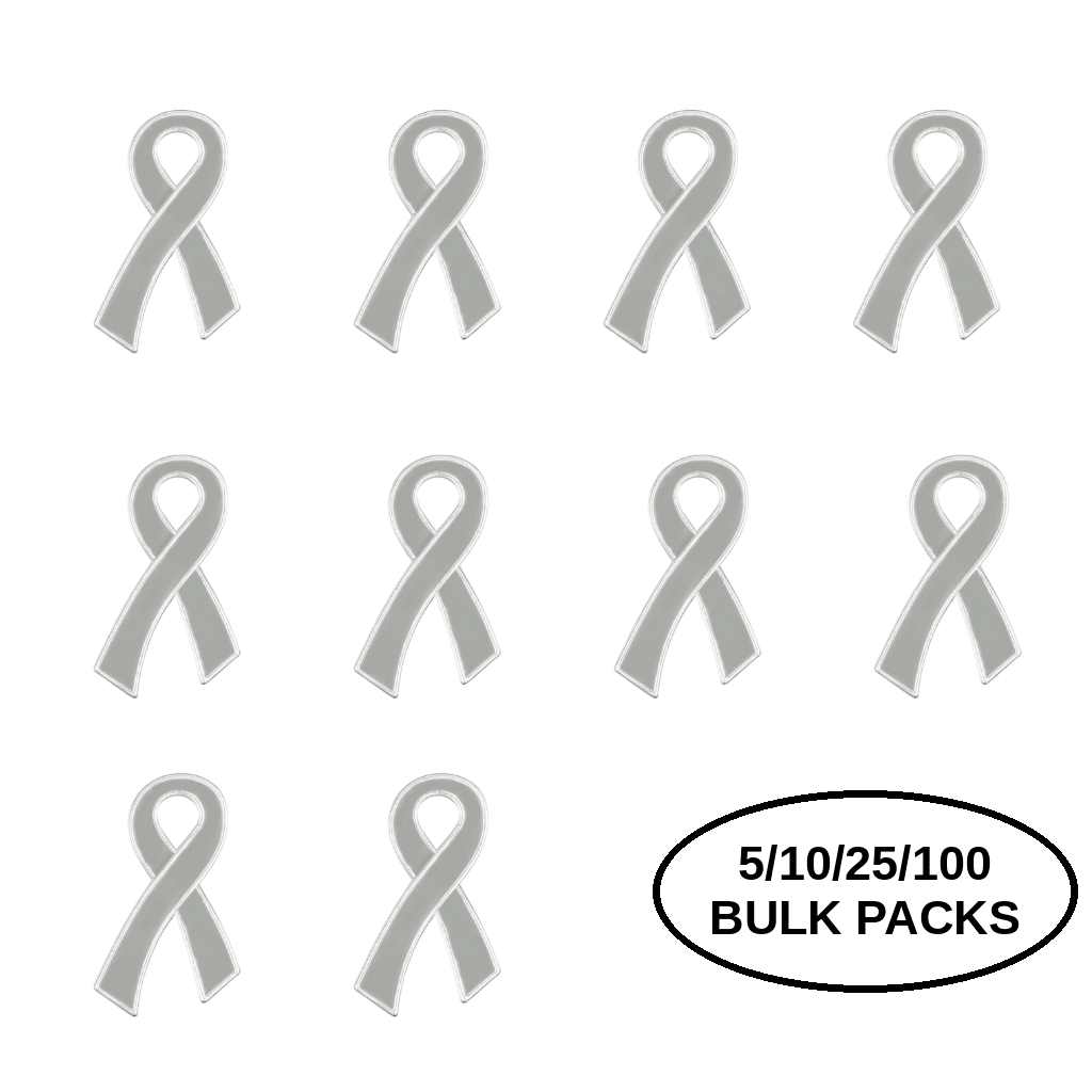 5/10/25/100 Pack Large Flat Gray Ribbon Pins The Awareness Company