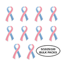 5/10/25/100 Pack Large Pink & Blue Ribbon Pins for Infant Death, SIDS, Miscarriage, Male Breast Cancer The Awareness Company