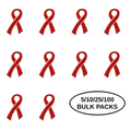 5/10/25/100 Pack Red Ribbon Awareness Pins The Awareness Company