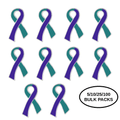 5/10/25/100 Pack Teal & Purple Ribbon Pins for Suicide & Sexual Assault The Awareness Company