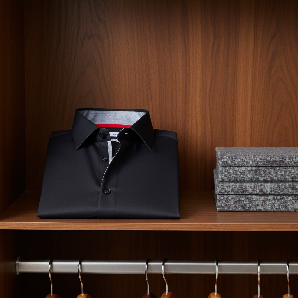Richard Button-Up Shirt With Contrast Details // Black // Contemporary Fit (Regular) LEVINAS® Official