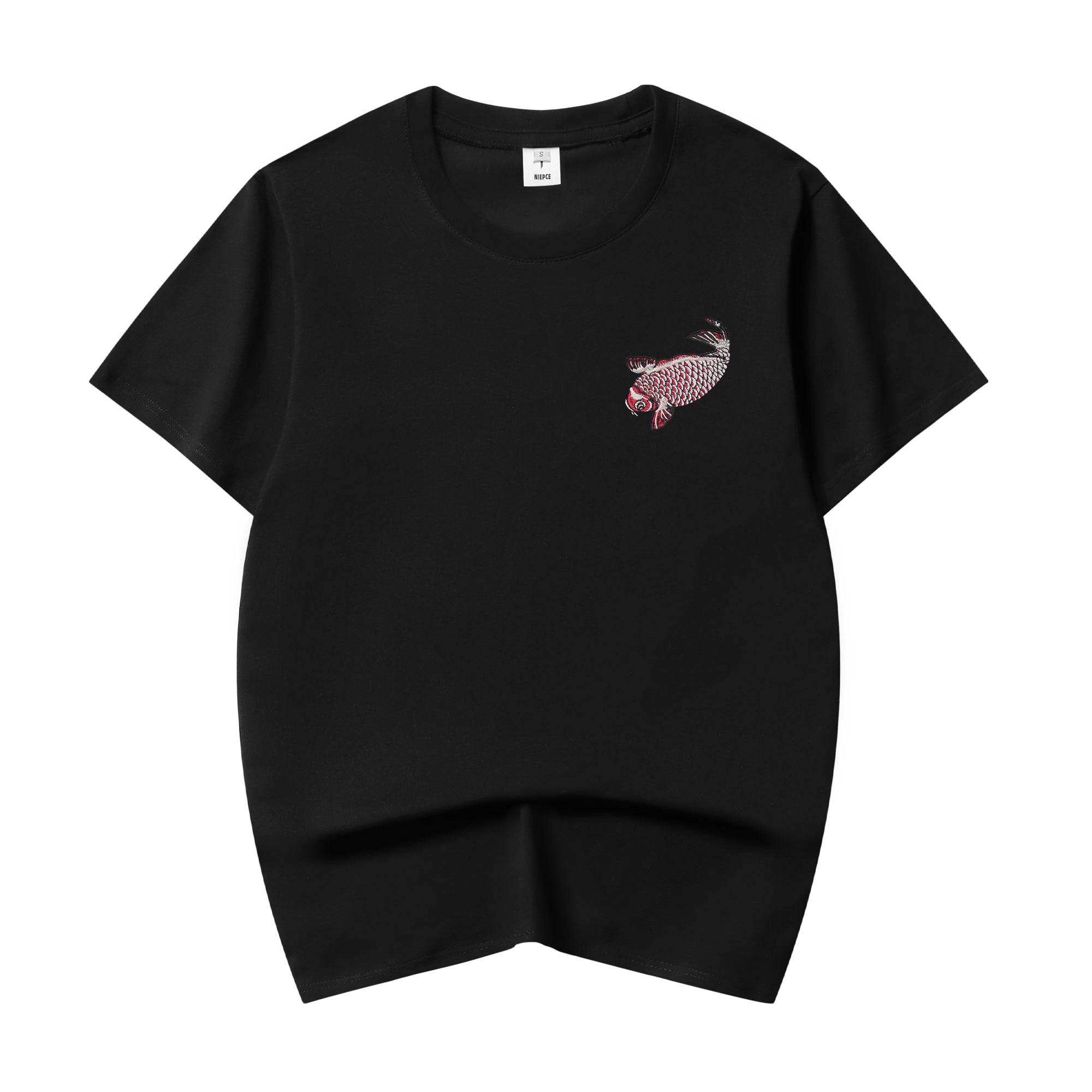 ET520 Red Koi Wave Rider Embroidered Tee Niepce